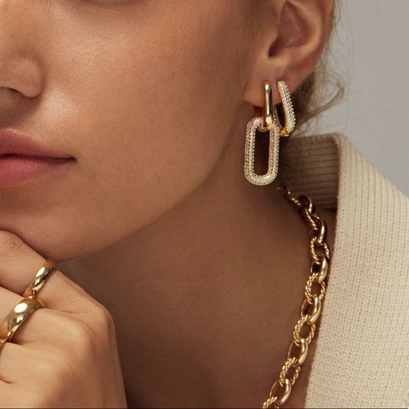 Rectangle Hoop earrings - Picture 6 of 7